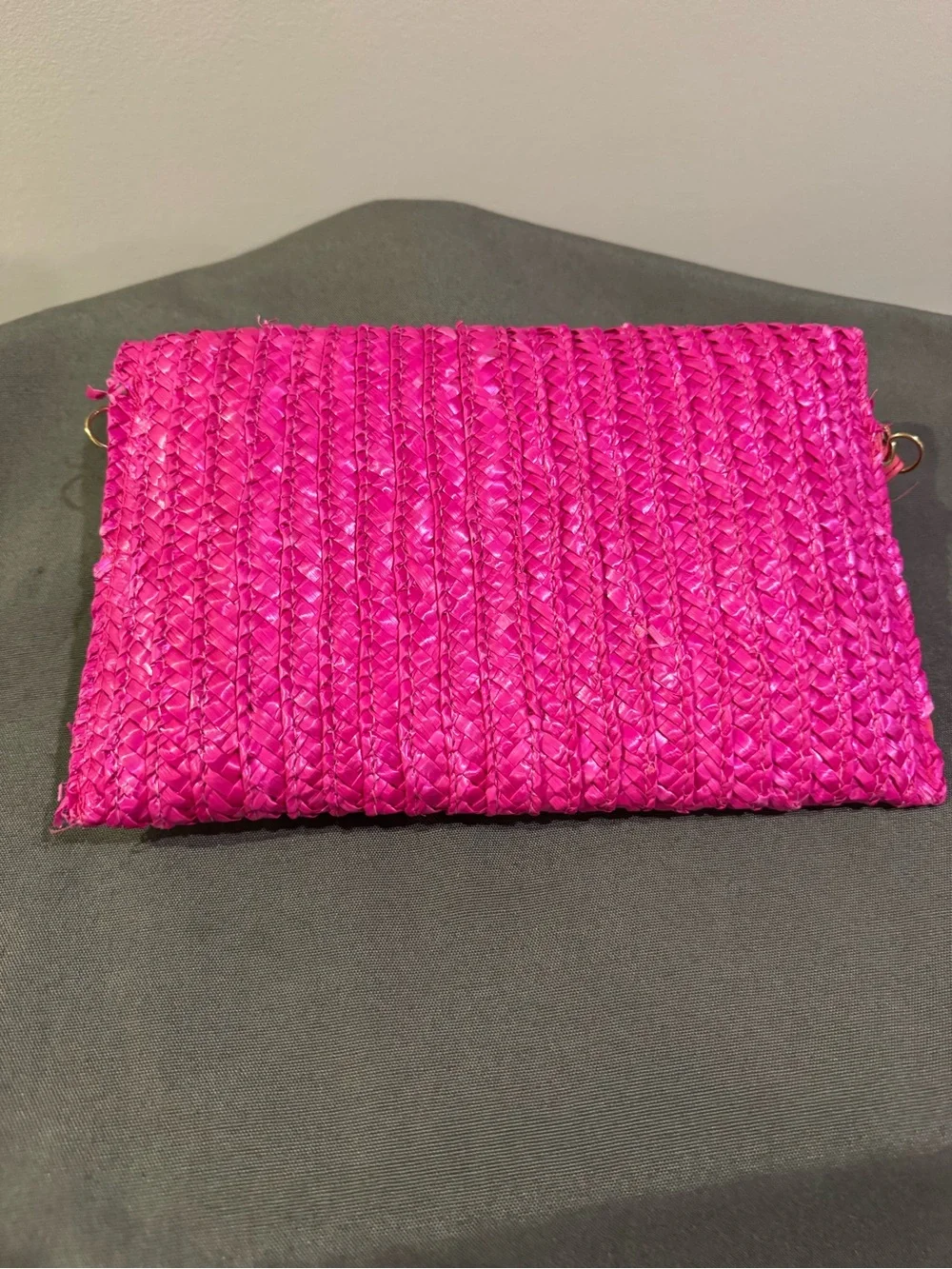 Vacation Clutch - Hot Pink Woven Flap Wristlet Clutch with Crossbody Option
